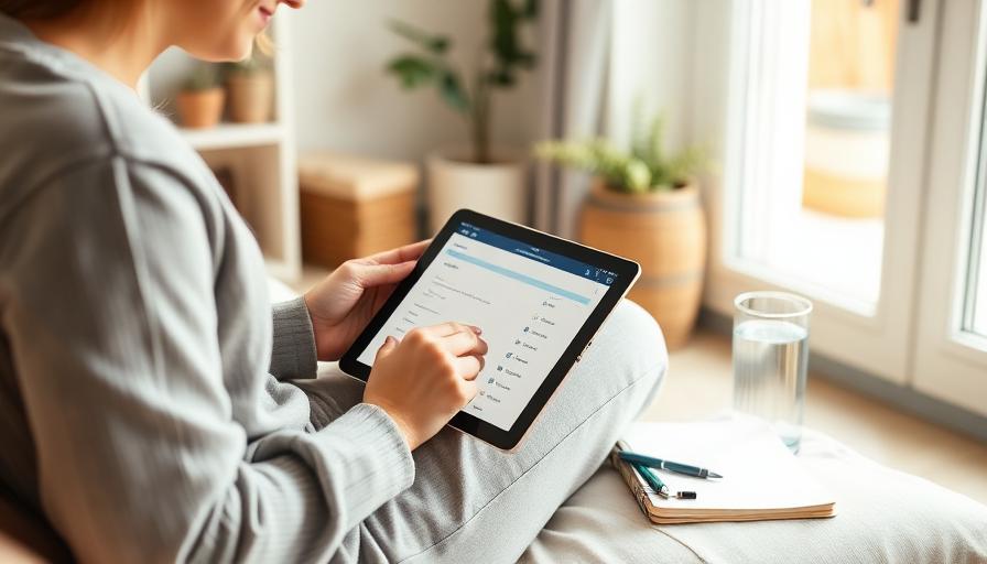 Person reviewing health information on a tablet in a bright home setting